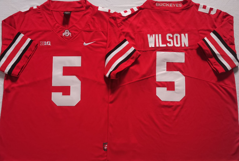 Men's Ohio State Buckeyes Garrett Wilson #5 Scarlet Player Game Jersey sports jersey product view 1