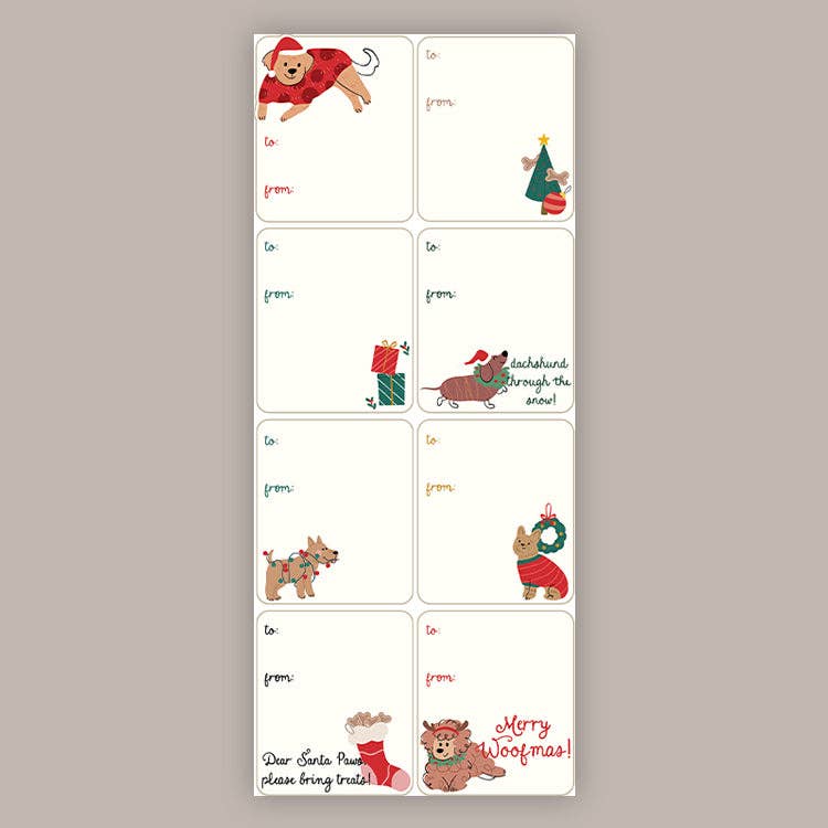 Dog Holiday Tags (Sticker Sheet) Unisex T-shirt, Sweatshirt, Hoodie, Long Sleeve Tee - T-Shirt, Sweatshirt, Hoodie