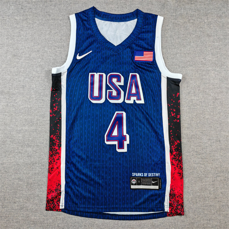 Men's 2024 USA Dream Team Stephen Curry #4 Navy Authentic Player Jersey basketball jersey product view 1