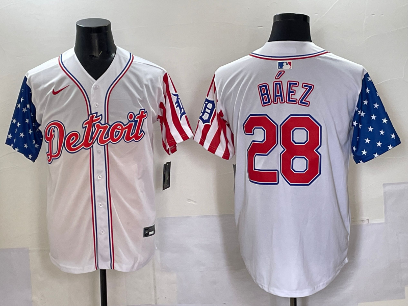Men's Detroit Tigers Javier Baez #28 White Limited Player Jersey baseball jersey product view 1