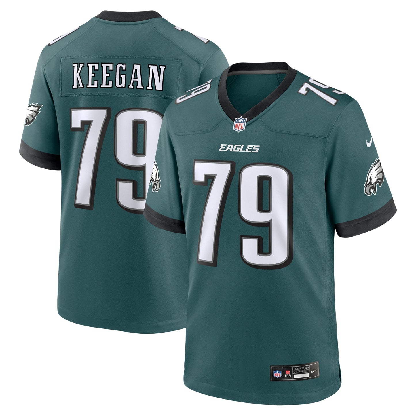 Trevor Keegan Philadelphia Eagles Team Game Jersey - Midnight Green football jersey product view 1