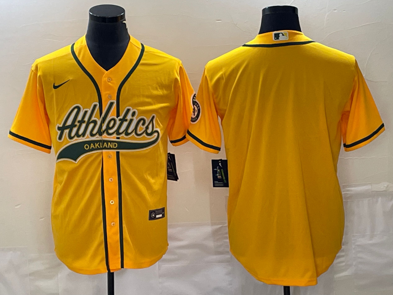Men's Oakland Athletics Gold Replica Blank Jersey Joint Edition baseball jersey product view 1