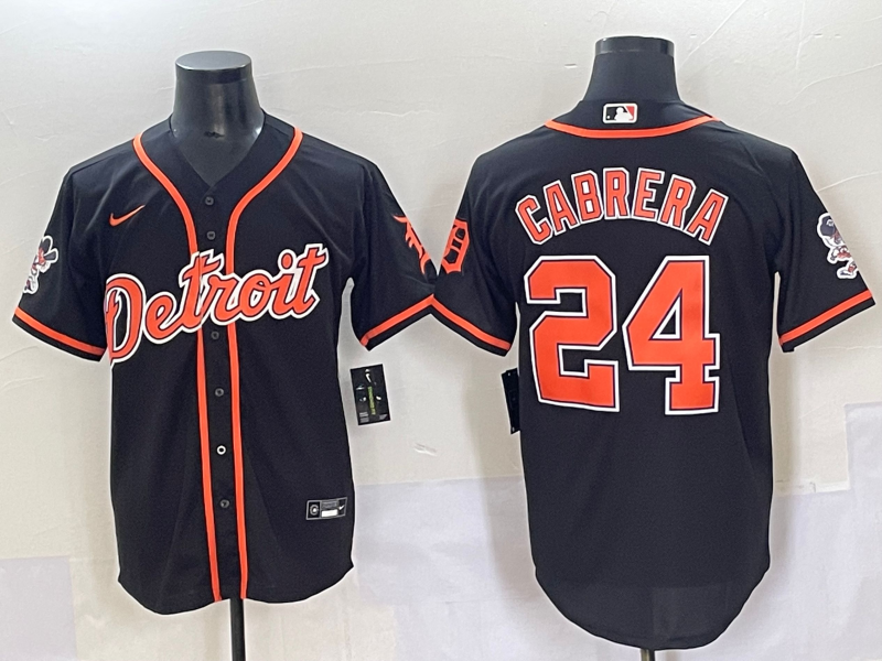 Men's Detroit Tigers Miguel Cabrera #24 Black Limited Player Jersey baseball jersey product view 1