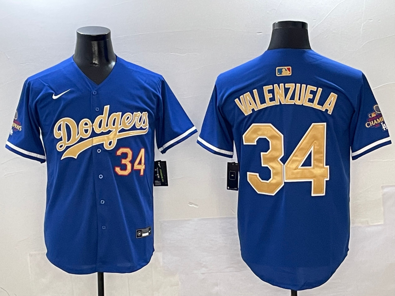 Men's Los Angeles Dodgers Fernando Valenzuela Royal 2025 Gold Collection Limited Jersey baseball jersey product view 1