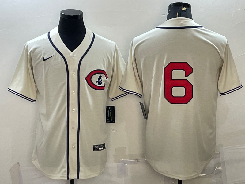 Men's Chicago Cubs Micah Hoffpauir #6 Cream Player Name Jersey1 baseball jersey product view 1