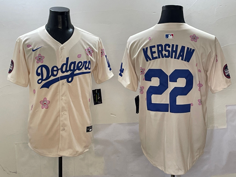 Men's Los Angeles Dodgers Clayton Kershaw Cream Player Jersey baseball jersey product view 1