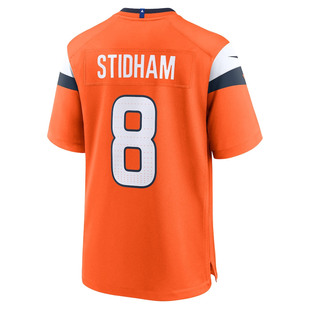 D.Broncos #8 Jarrett Stidham Orange Team Game Jersey football jersey product view 1