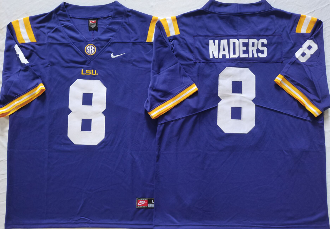 Men's LSU Tigers Malik Nabers #8 Purple Player Game Jersey sports jersey product view 1