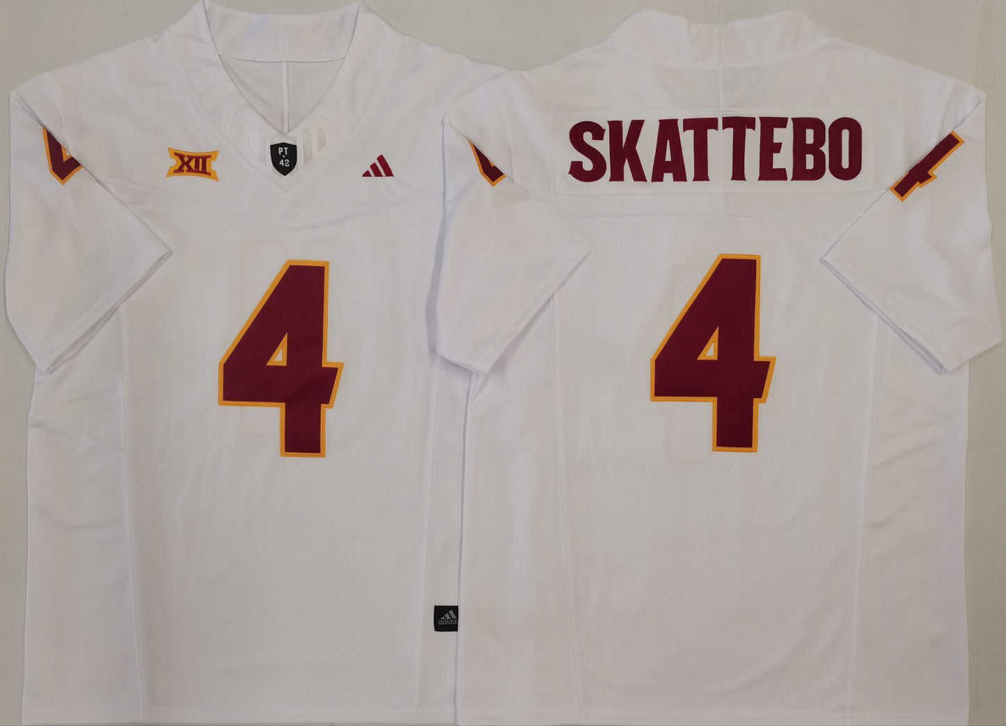 Men's Arizona State Sun Devils Cameron Skattebo #4 White Player Game Jersey sports jersey product view 1