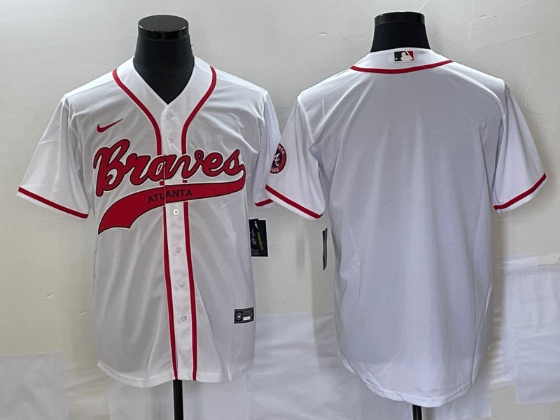 Men's Atlanta Braves White Replica Blank Jersey Joint Edition baseball jersey product view 1