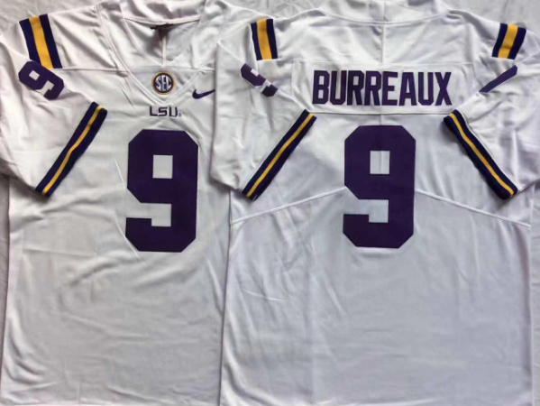 Men's LSU Tigers Joe Burrow White Player Alumni Team Jersey sports jersey product view 1