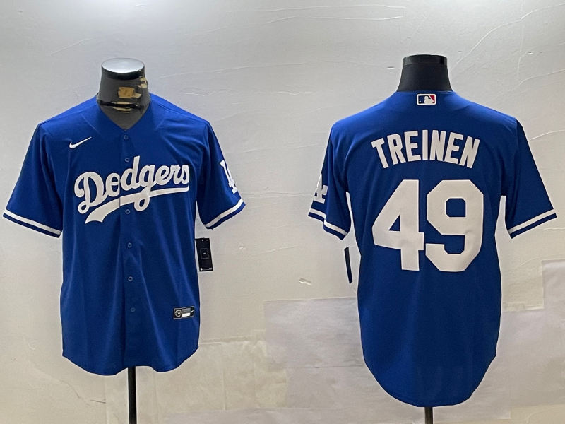 Men's Los Angeles Dodgers Blake Treinen #49 Royal Replica Player Jersey baseball jersey product view 1