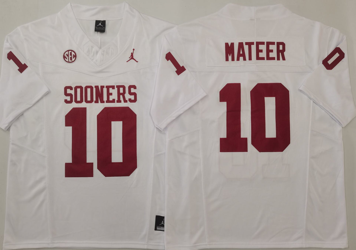 Men's Oklahoma Sooners John Mateer #10 White Player Jersey sports jersey product view 1