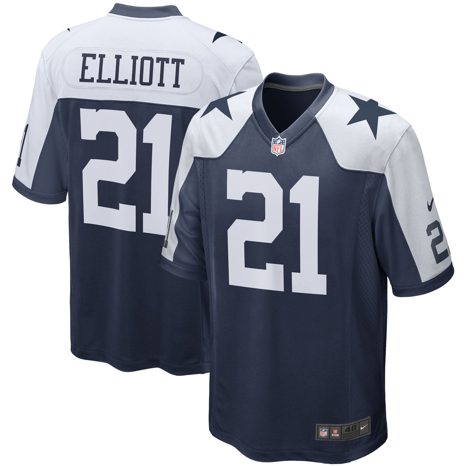 Ezekiel Elliott Dallas Cowboys Alternate Game Team Jersey - Navy football jersey product view 1