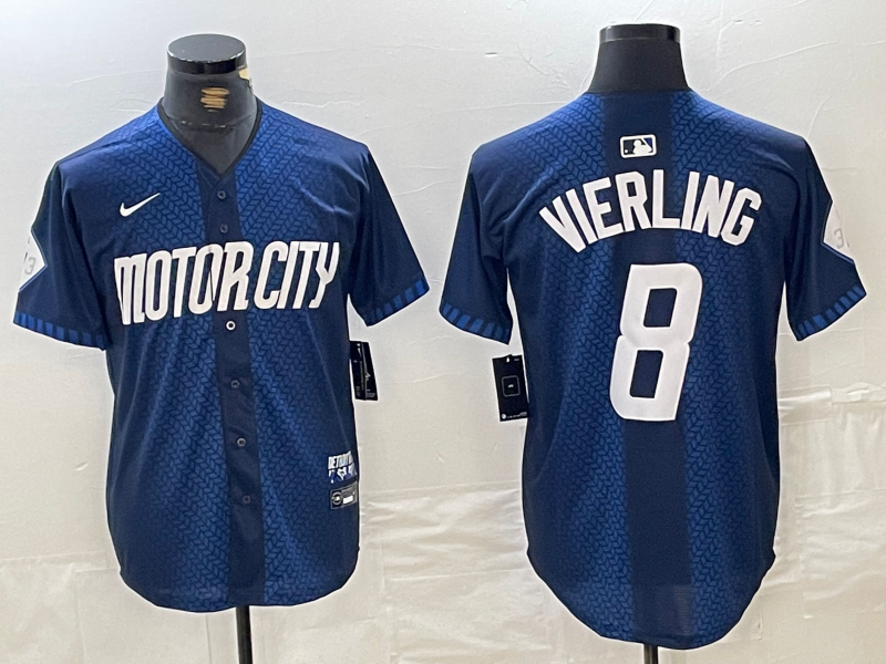 Men's Detroit Tigers Matt Vierling #8 Navy 2024 City Connect Limited Jersey baseball jersey product view 1