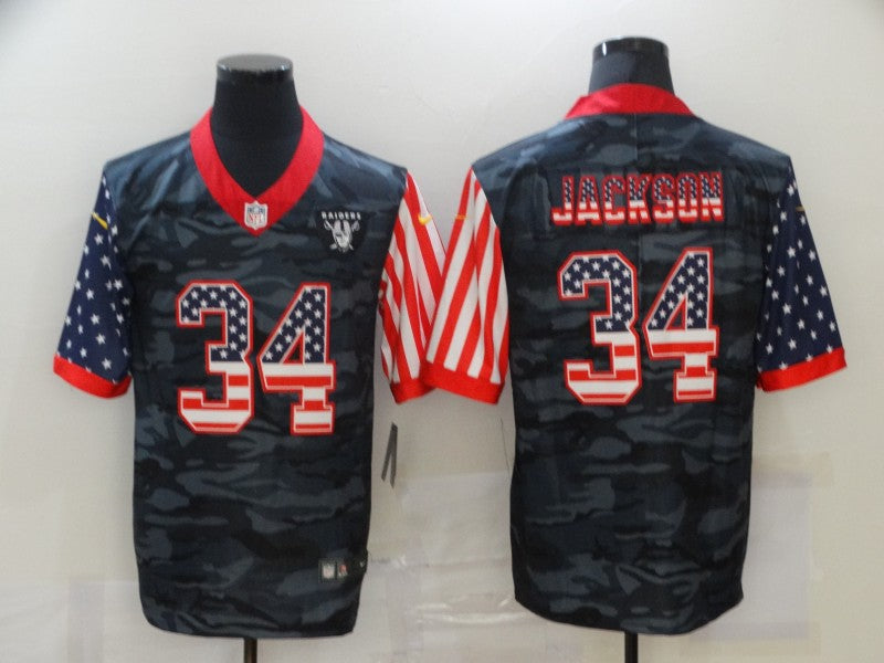 Men's Las Vegas Raiders Bo Jackson #34 Gray Camouflage Game Player Jersey1 football jersey product view 1