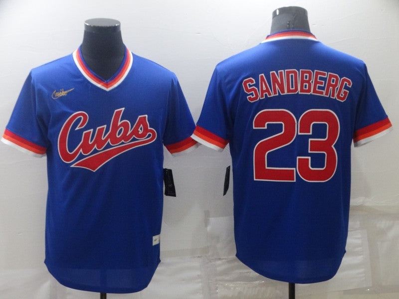 Men's Chicago Cubs Ryne Sandberg #23 Blue Fashion Stitched Jersey baseball jersey product view 1