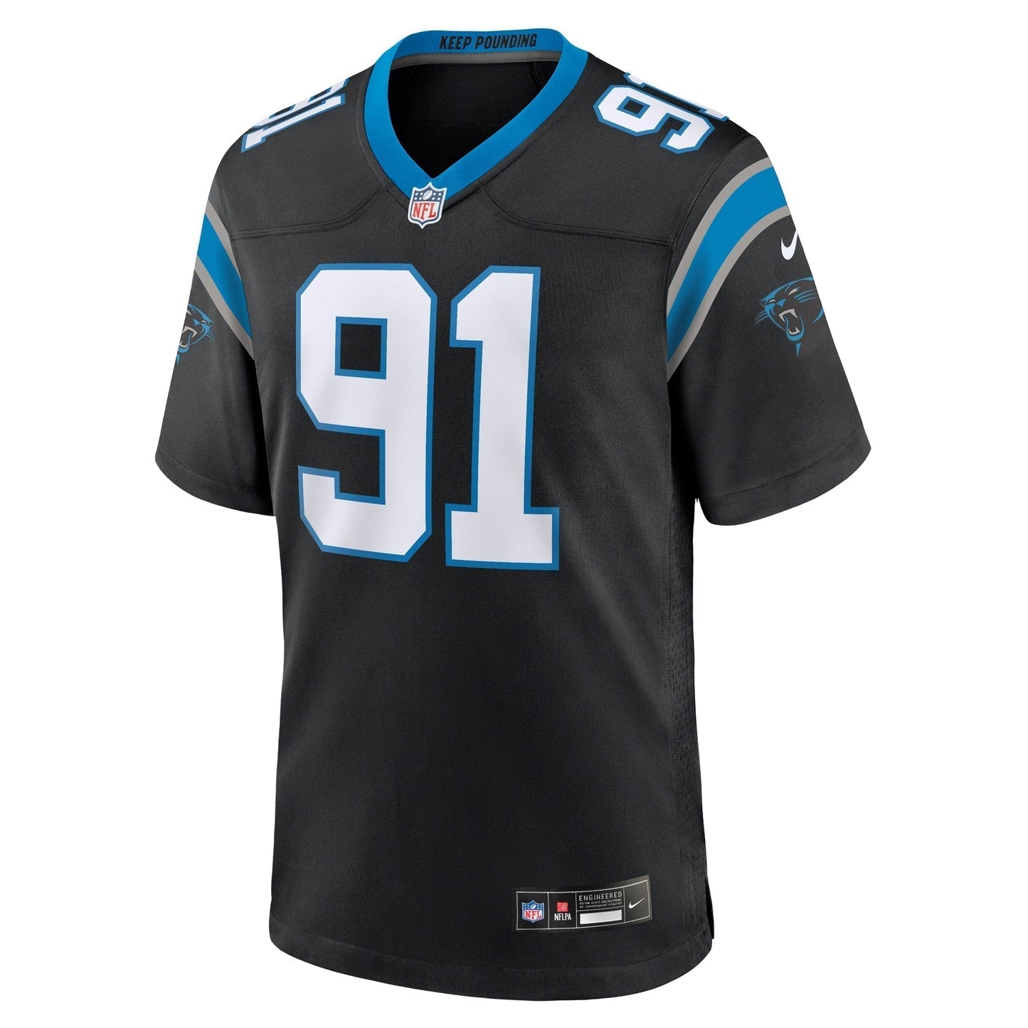 Nick Thurman Carolina Panthers Team Game Jersey - Black football jersey product view 2