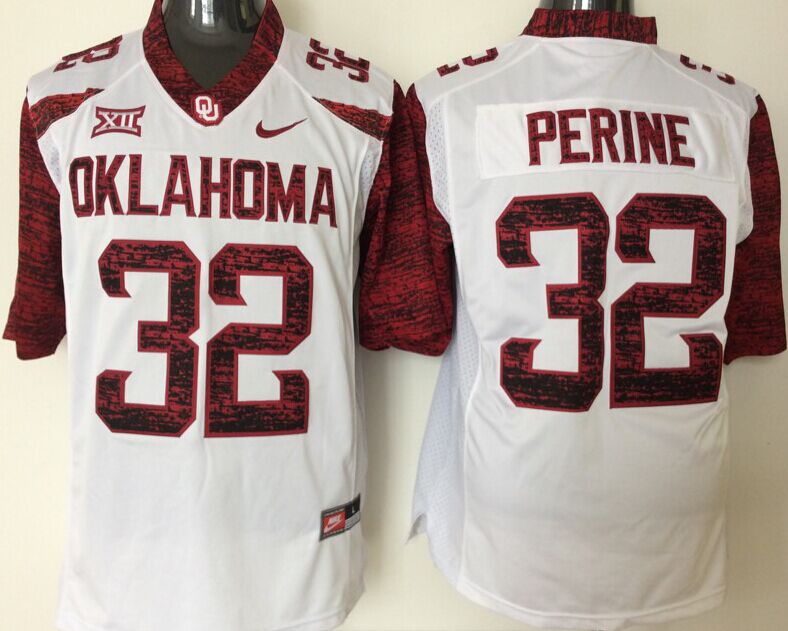 Men's Oklahoma Sooners Samaje Perine #32 White Player Game Jersey sports jersey product view 1