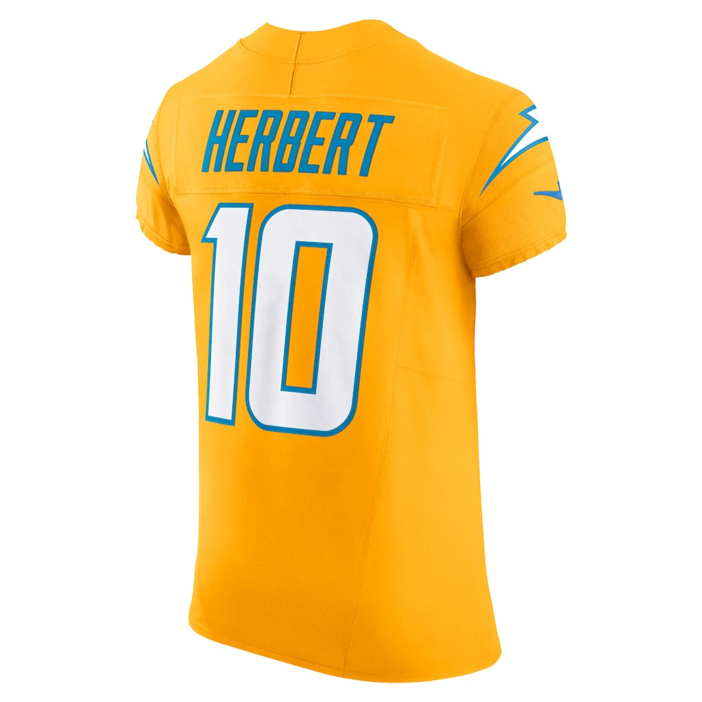 LA.Chargers #10 Justin Herbert Gold Alternate Charger Power Vapor F.U.S.E. Elite Jersey football jersey product view 1
