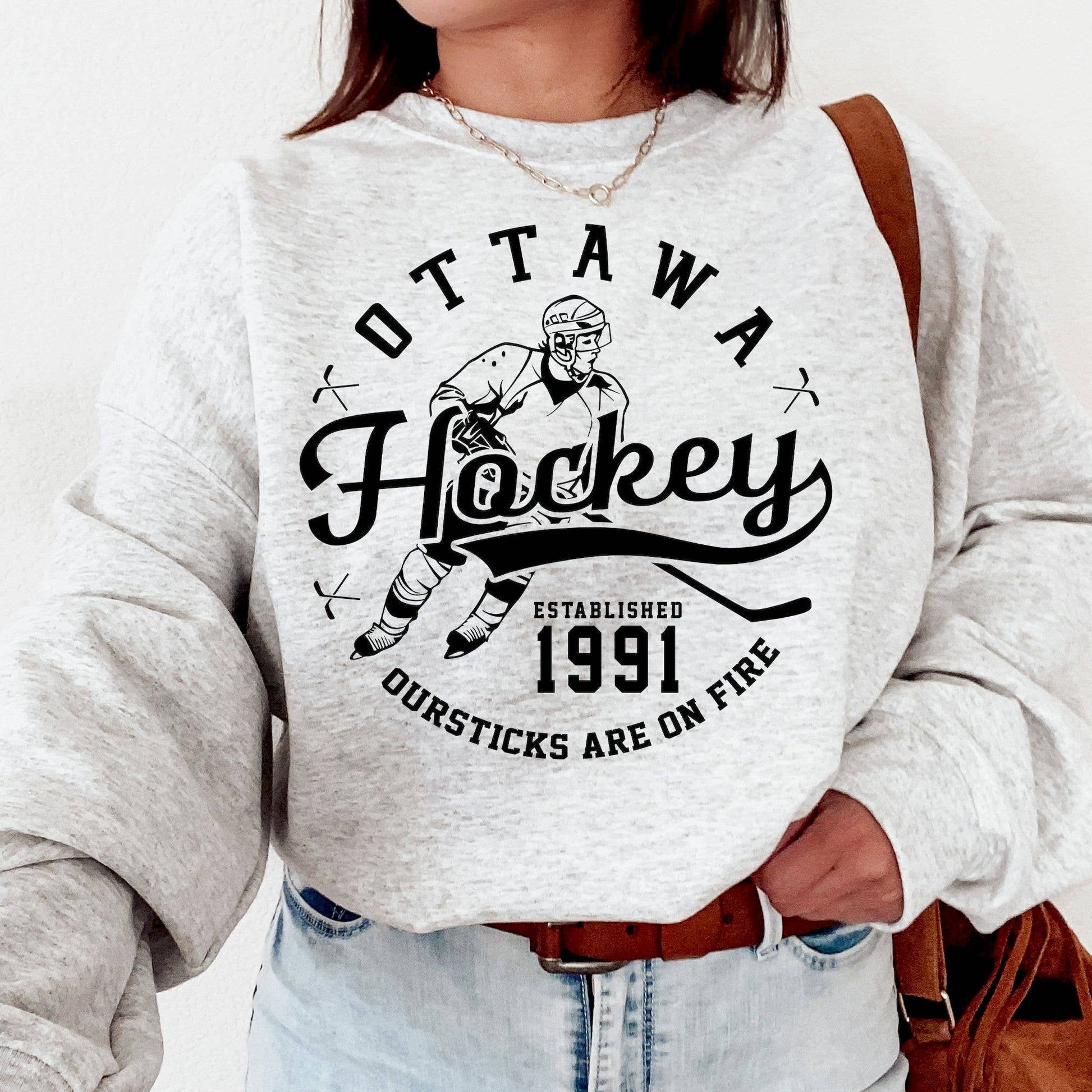 Vintage Ottawa Senators Crewneck  Est 1991 Ice Hockey Unisex T-shirt, Sweatshirt, Hoodie, Long Sleeve Tee - T-Shirt, Sweatshirt, Hoodie