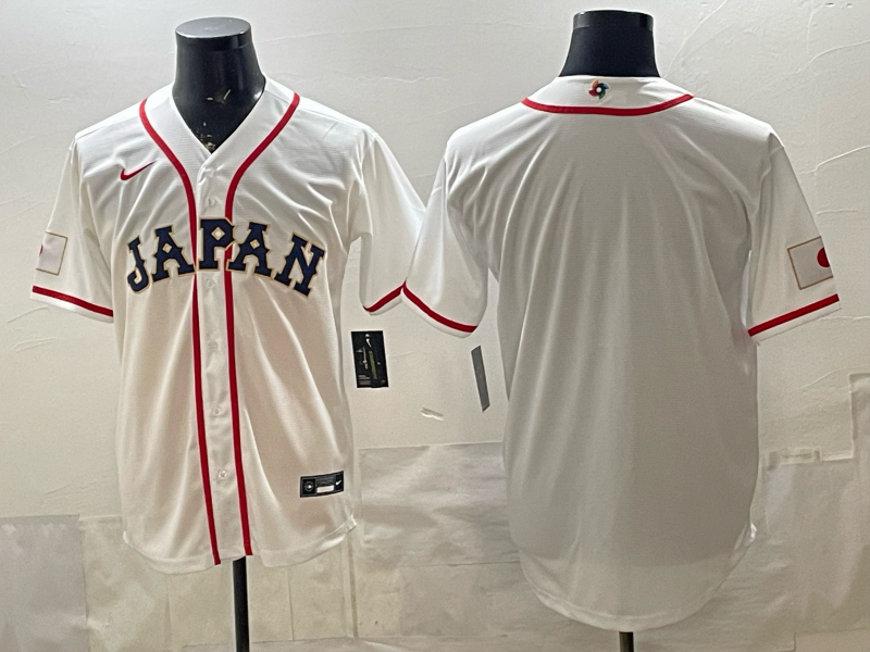 Men's Japan Baseball White 2026 World Baseball Classic Stadium Jersey baseball jersey product view 1