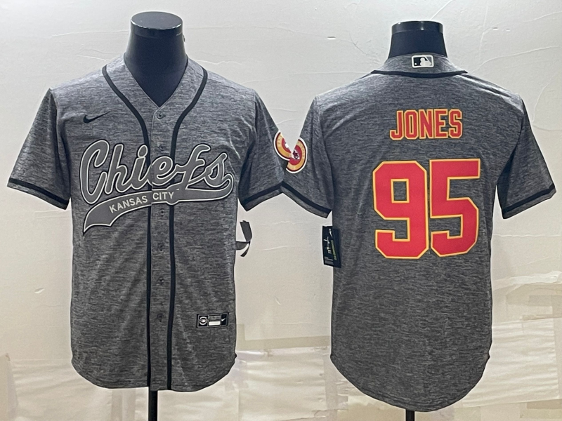 Men's Kansas City Chiefs Chris Jones Grey Game Jersey Joint Edition football jersey product view 1