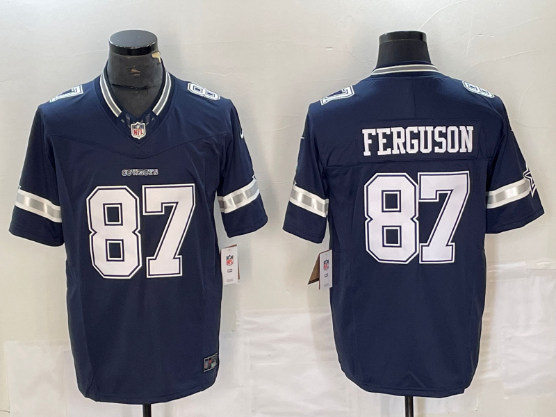Men's Dallas Cowboys Jake Ferguson #87 Navy Game Jersey1 football jersey product view 1