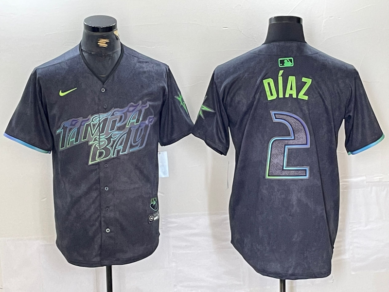 Men's Tampa Bay Rays Yandy Diaz #2 Charcoal 2024 City Connect Limited Player Jersey1 baseball jersey product view 1