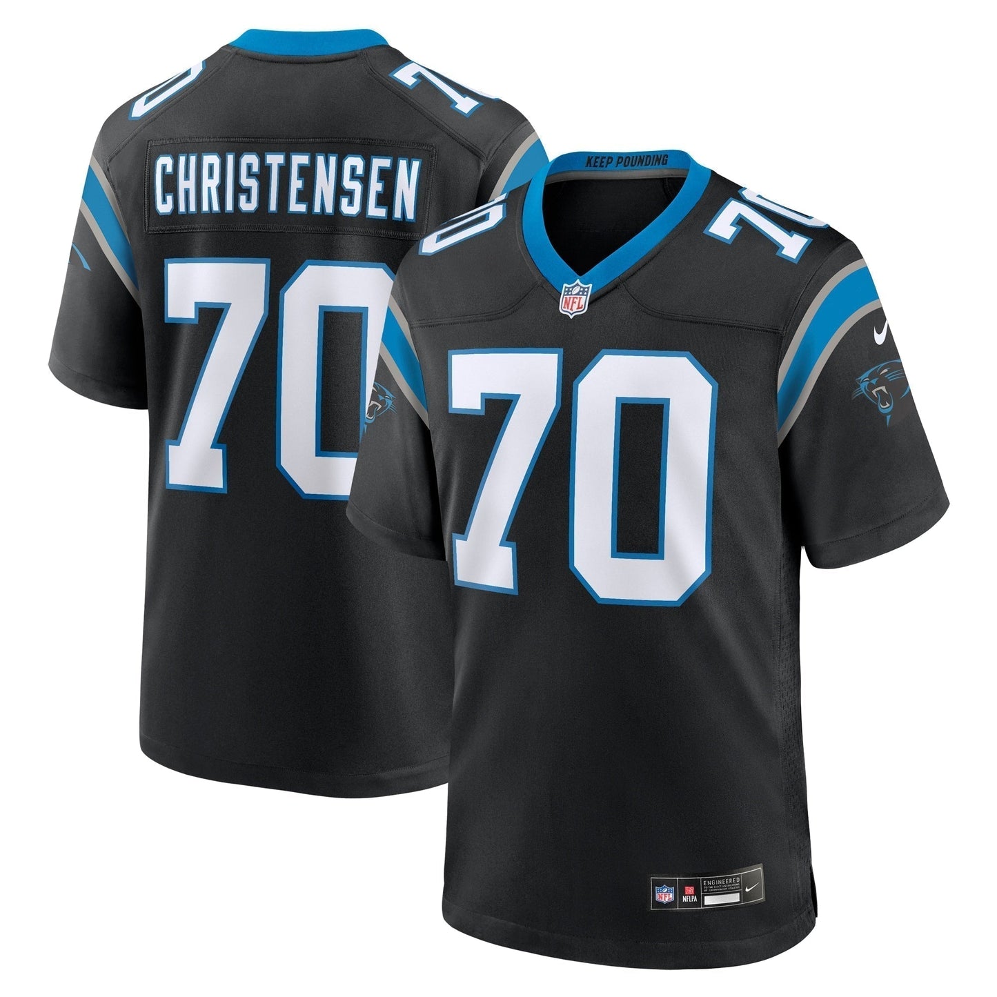 Brady Christensen Carolina Panthers Team Game Jersey - Black football jersey product view 1
