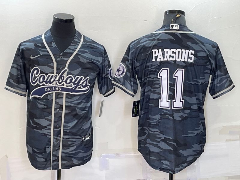 Men's Dallas Cowboys Micah Parsons Grey Camouflage Game Jersey Joint Edition football jersey product view 1