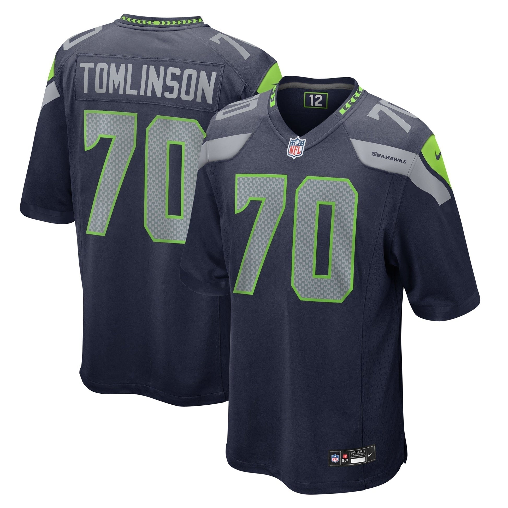 Laken Tomlinson Seattle Seahawks Game Jersey - College Navy football jersey product view 1