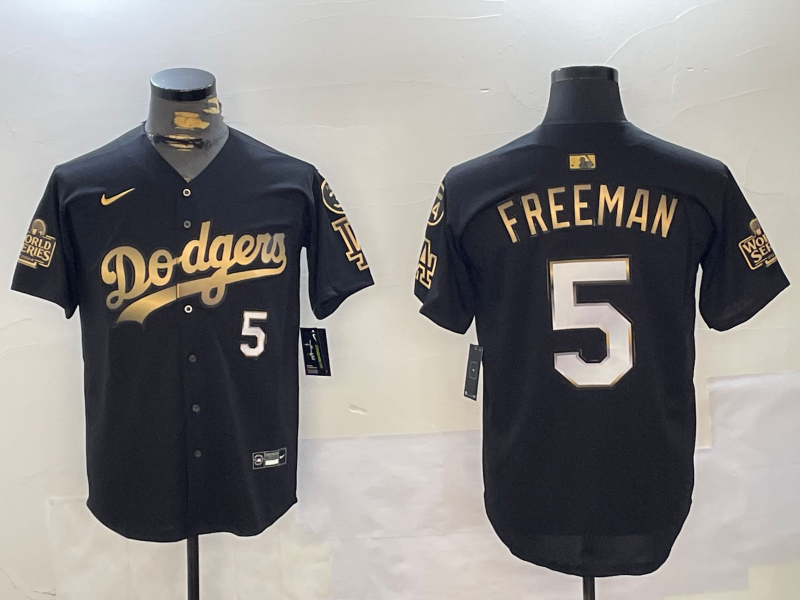 Men's Los Angeles Dodgers Freddie Freeman #5 Black Game Player Jersey baseball jersey product view 1