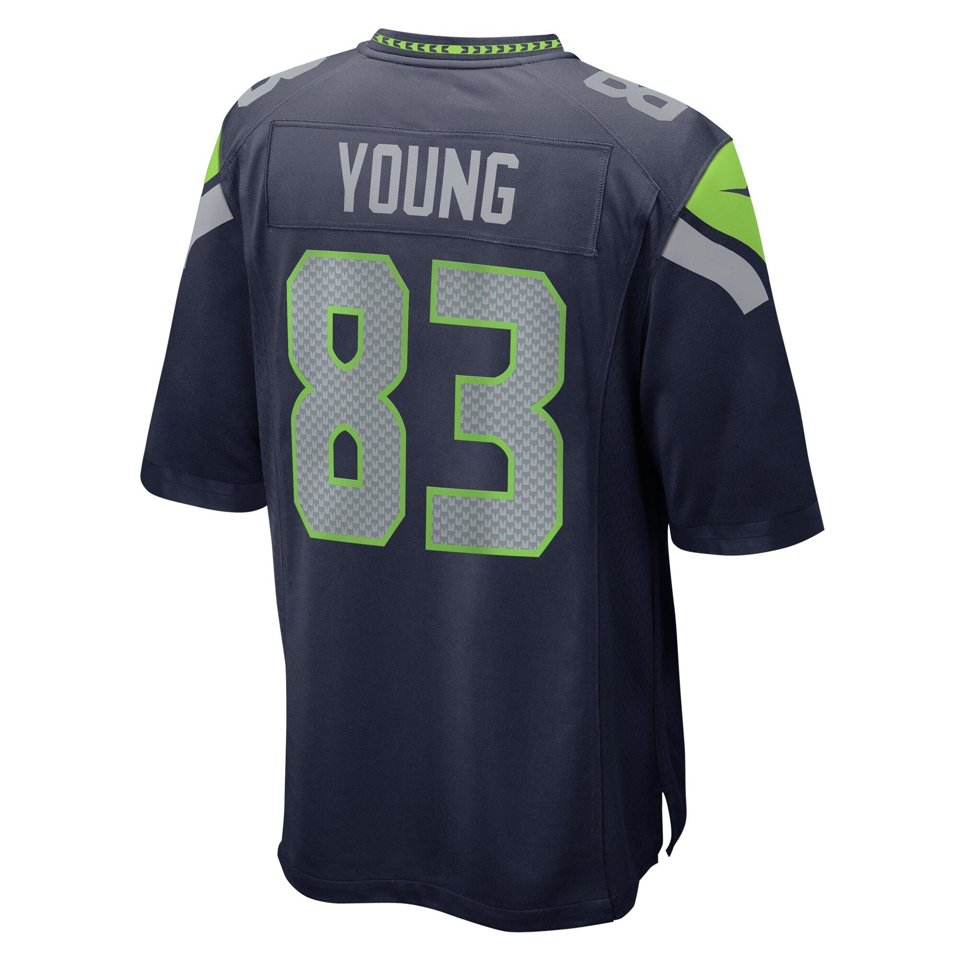 Dareke Young Seattle Seahawks Game Jersey - College Navy football jersey product view 3