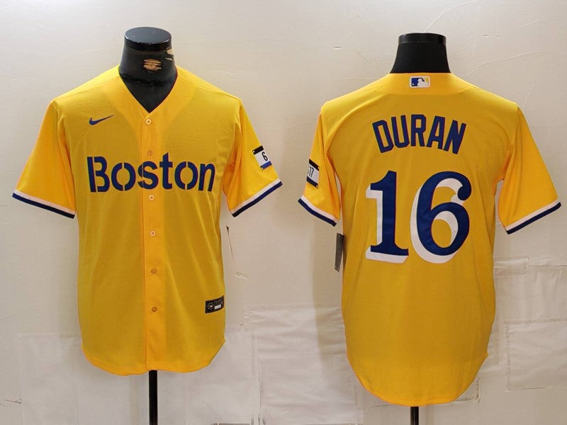 Men's Boston Red Sox Jarren Duran Gold City Connect Limited Player Jersey baseball jersey product view 1