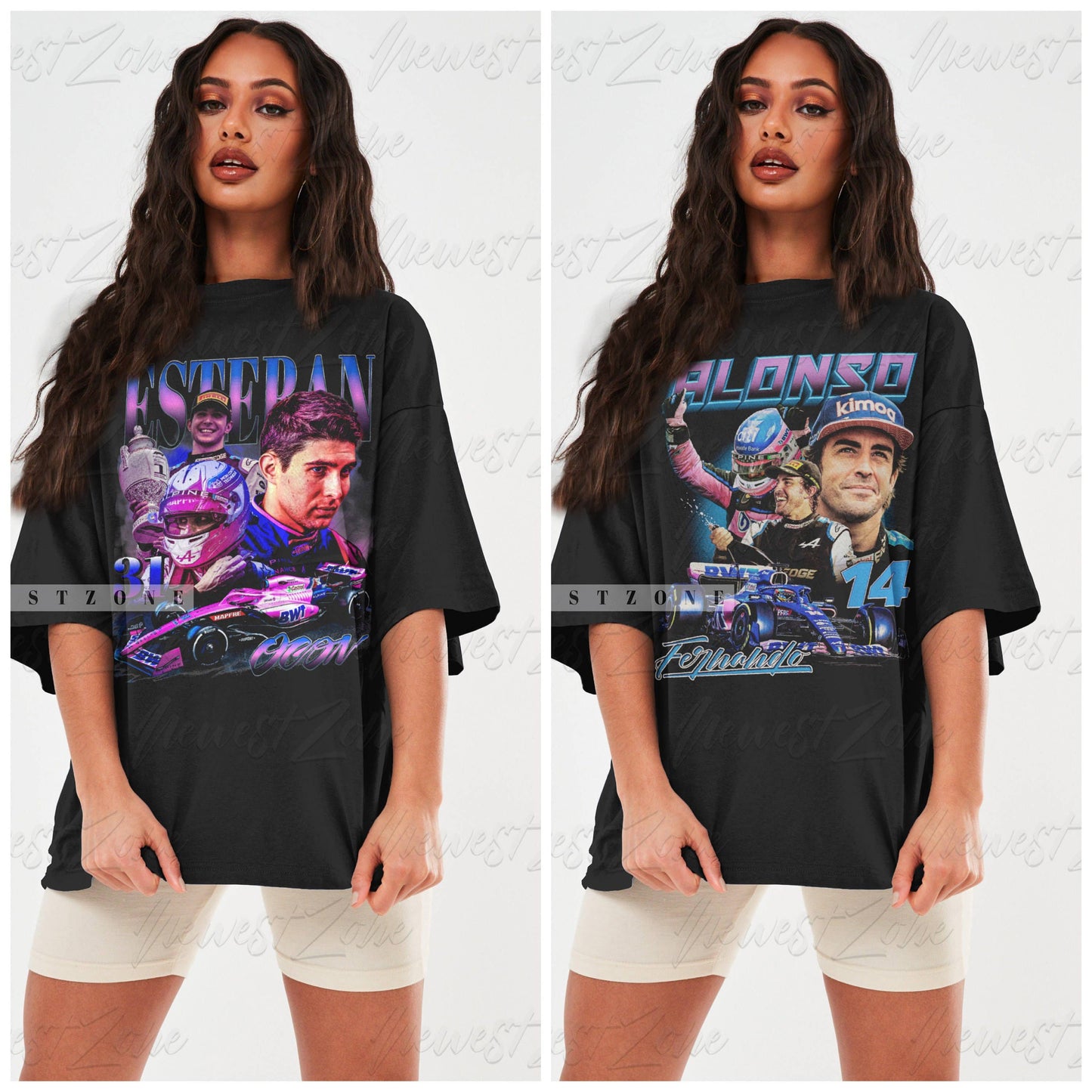 Esteban Ocon Vintage Formula Racing T-Shirt - 90s Graphic Unisex T-shirt, Sweatshirt, Hoodie, Long Sleeve Tee - T-Shirt, Sweatshirt, Hoodie
