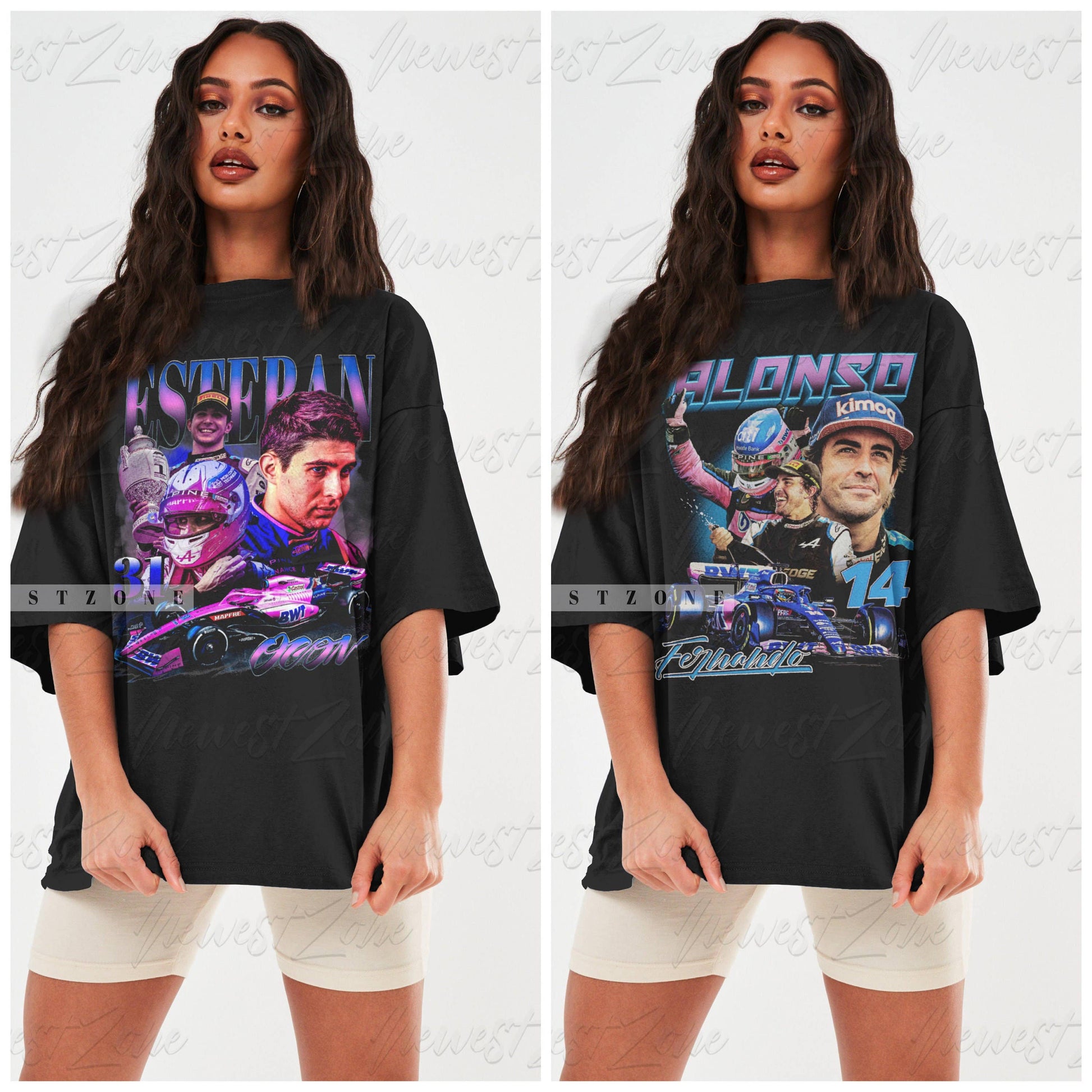Esteban Ocon Vintage Formula Racing T-Shirt - 90s Graphic Unisex T-shirt, Sweatshirt, Hoodie, Long Sleeve Tee - T-Shirt, Sweatshirt, Hoodie