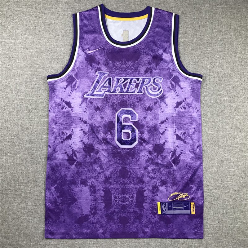 Lebron James LA Lakers Purple Jersey #6 basketball jersey product view 1