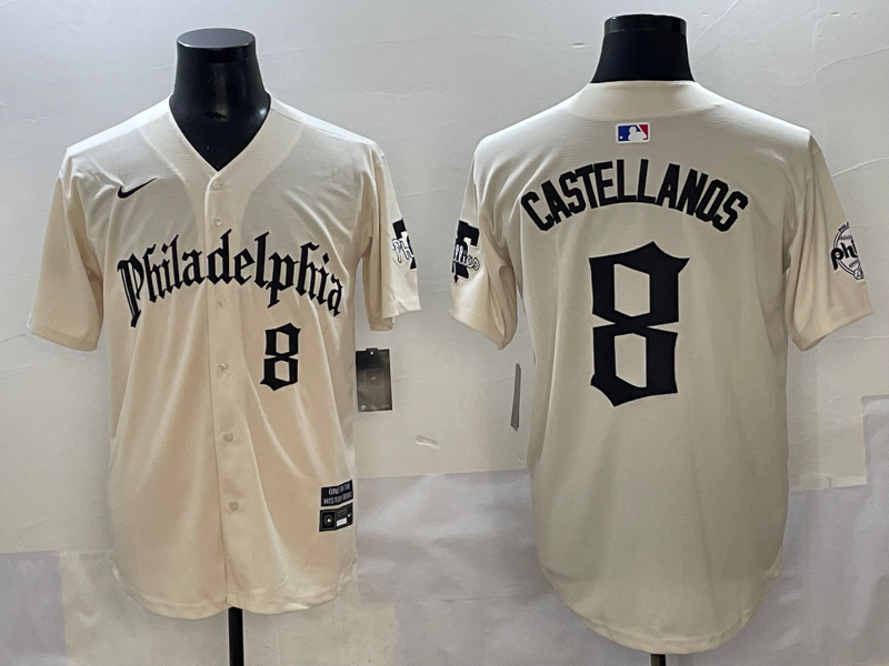 Men's Philadelphia Phillies Nick Castellanos #8 Cream Limited Player Jersey baseball jersey product view 1