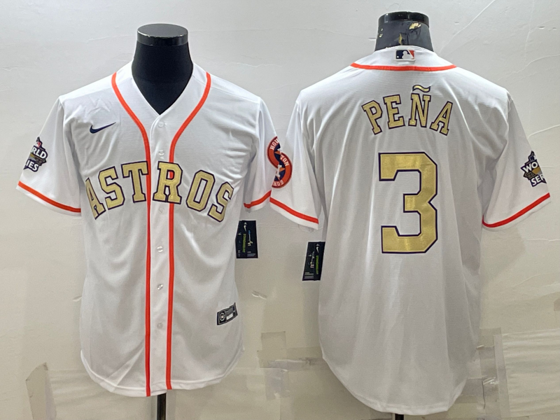Men's Houston Astros Jeremy Pena #3 White Replica Team Jersey1 baseball jersey product view 1