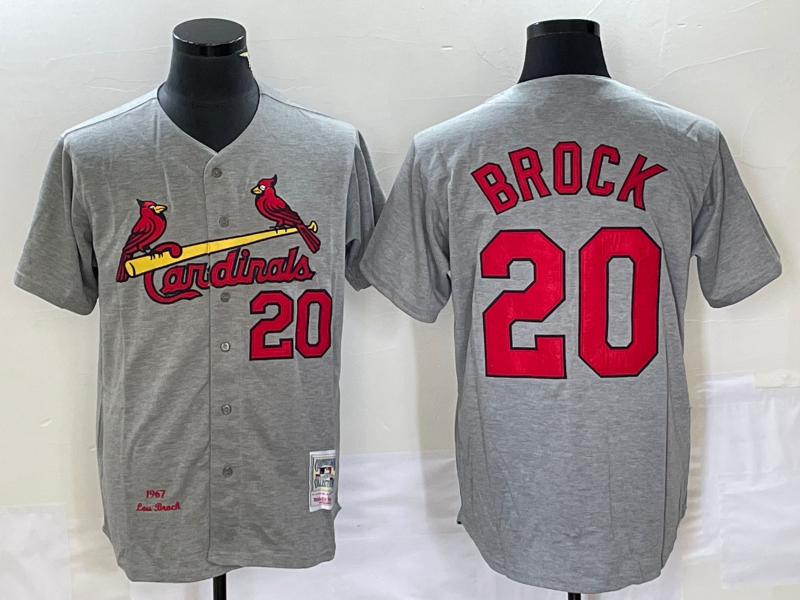 Men's St. Louis Cardinals Lou Brock #20 Gray Cooperstown Collection Player Jersey baseball jersey product view 1