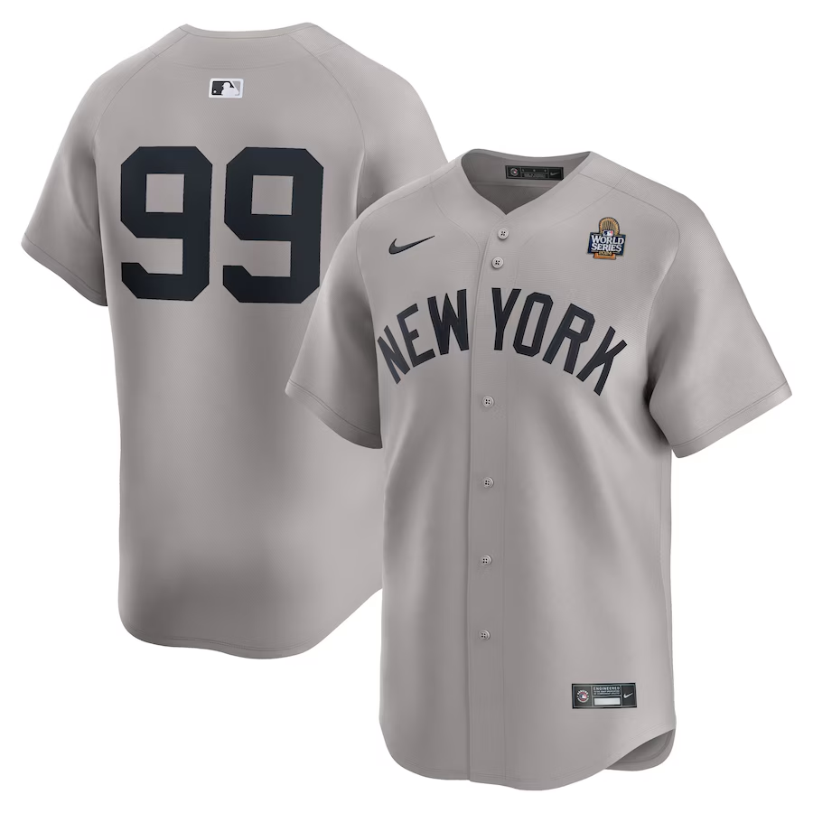 Men's New York Yankees Aaron Judge #99 Gray 2024 World Series Limited Player Jersey baseball jersey product view 1