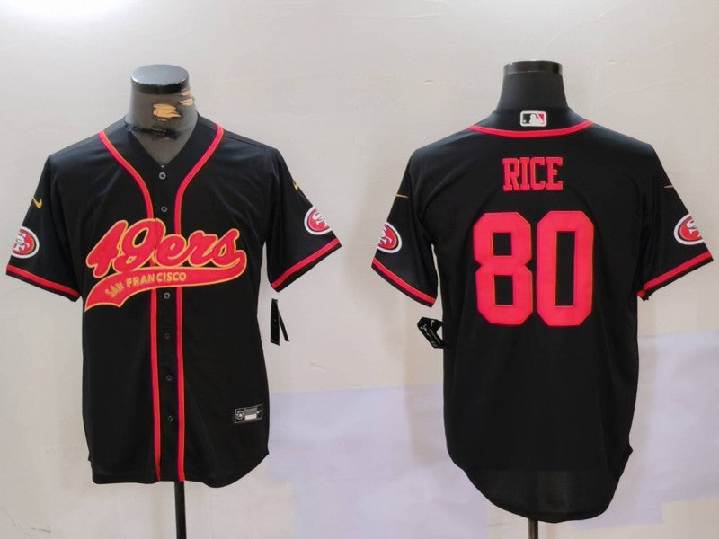 Men's San Francisco 49ers Jerry Rice Black Replica Player Jersey football jersey product view 1