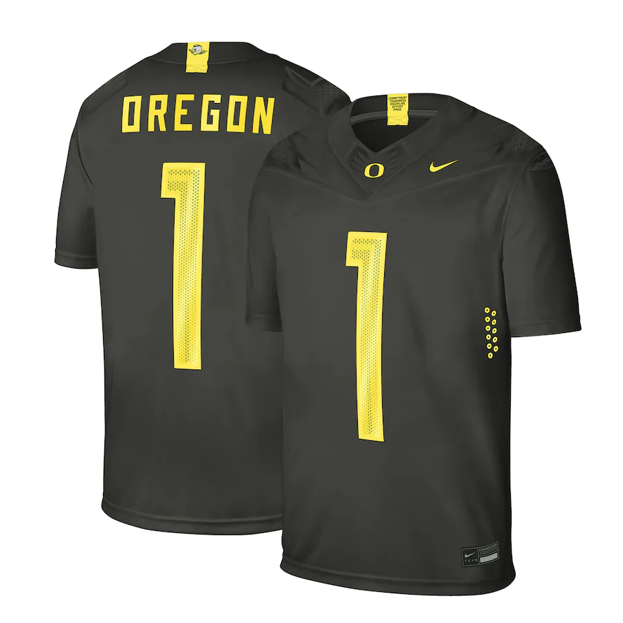 Men's Oregon Ducks #1 Black Alternate Limited Jersey sports jersey product view 1