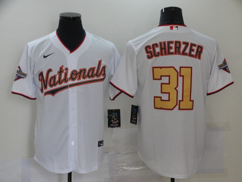 Men's Washington Nationals Max Scherzer White Fashion Stitched Jersey baseball jersey product view 1