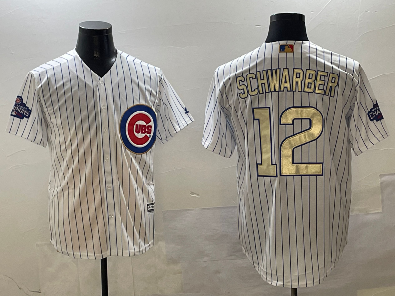 Men's Chicago Cubs Kyle Schwarber White Replica Player Jersey baseball jersey product view 1