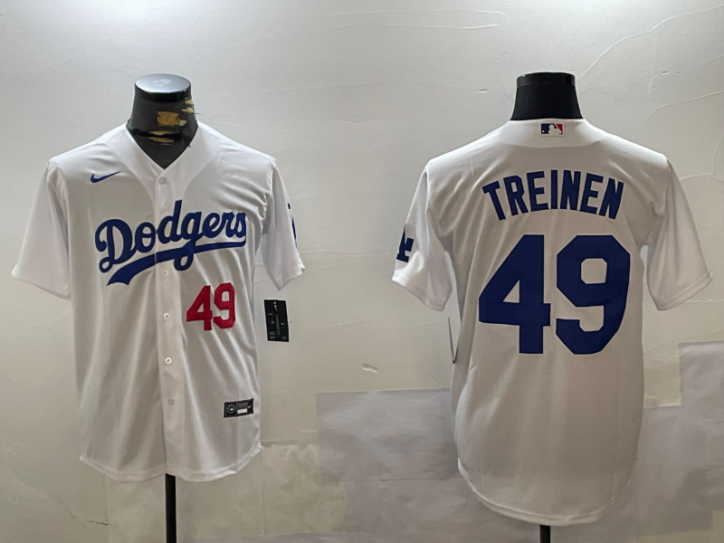 Men's Los Angeles Dodgers Blake Treinen White Replica Player Jersey baseball jersey product view 1