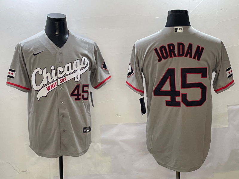 Men's Chicago White Sox Michael Jordan Gray Stitched Jersey basketball jersey product view 1