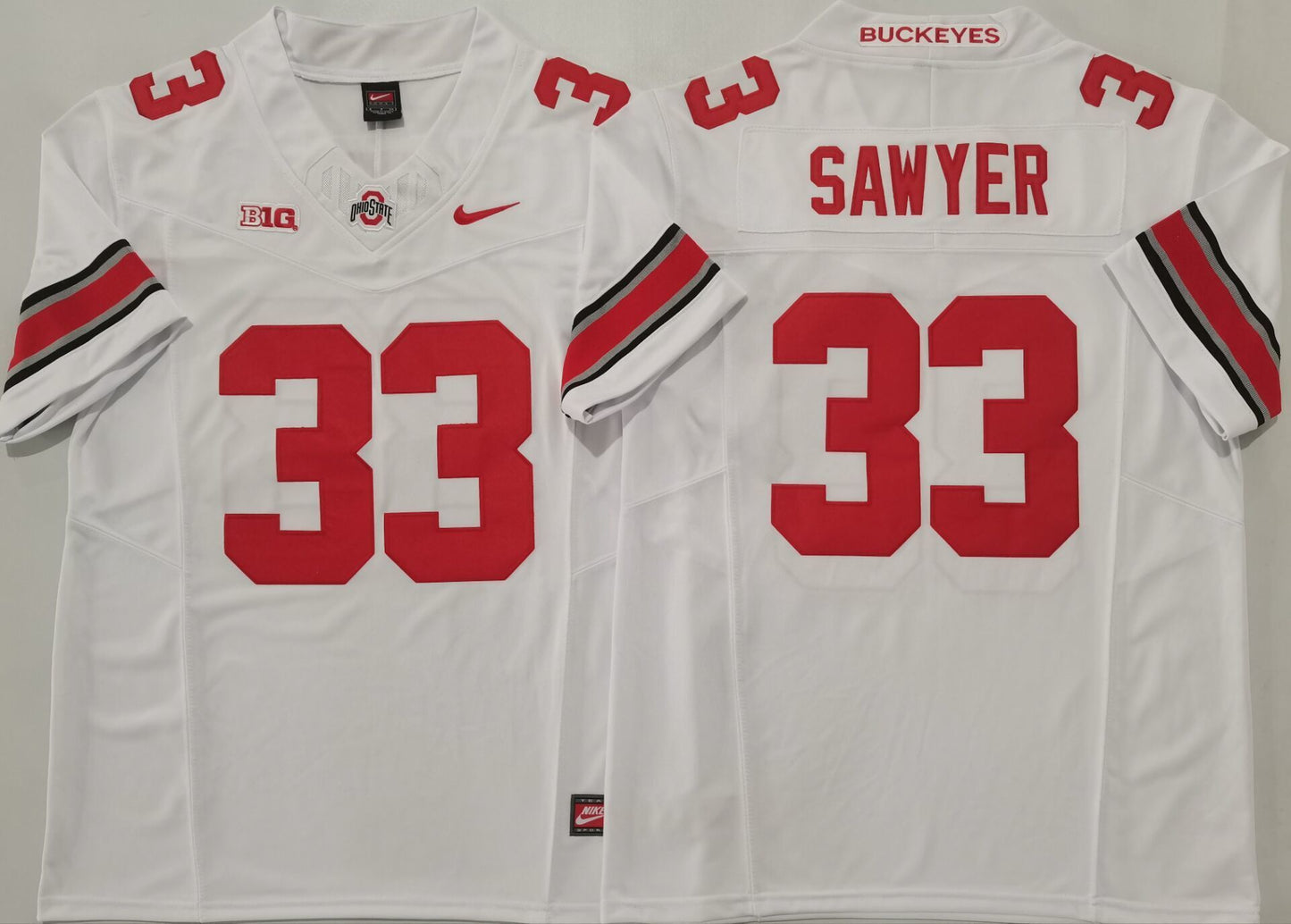 Men's Ohio State Buckeyes Jack Sawyer #33 White Player Game Jersey sports jersey product view 1