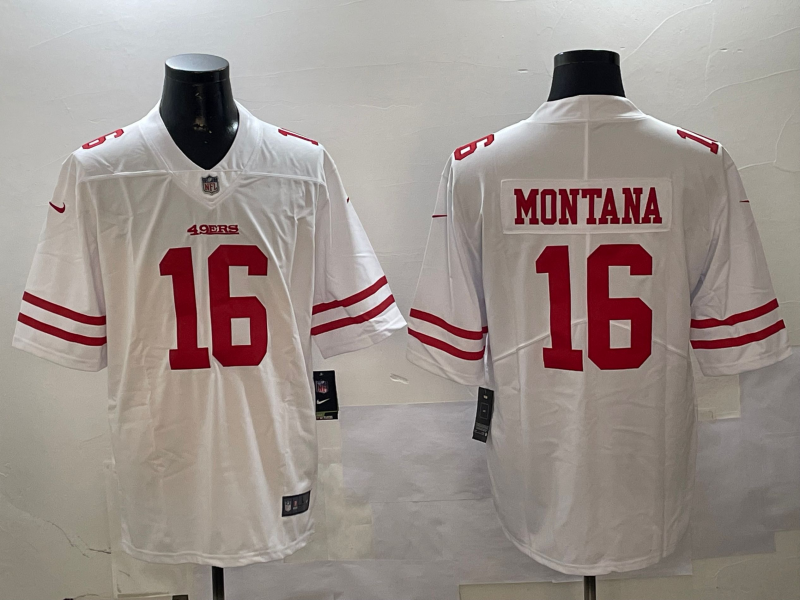 Men's San Francisco 49ers Joe Montana White Game Jersey football jersey product view 1